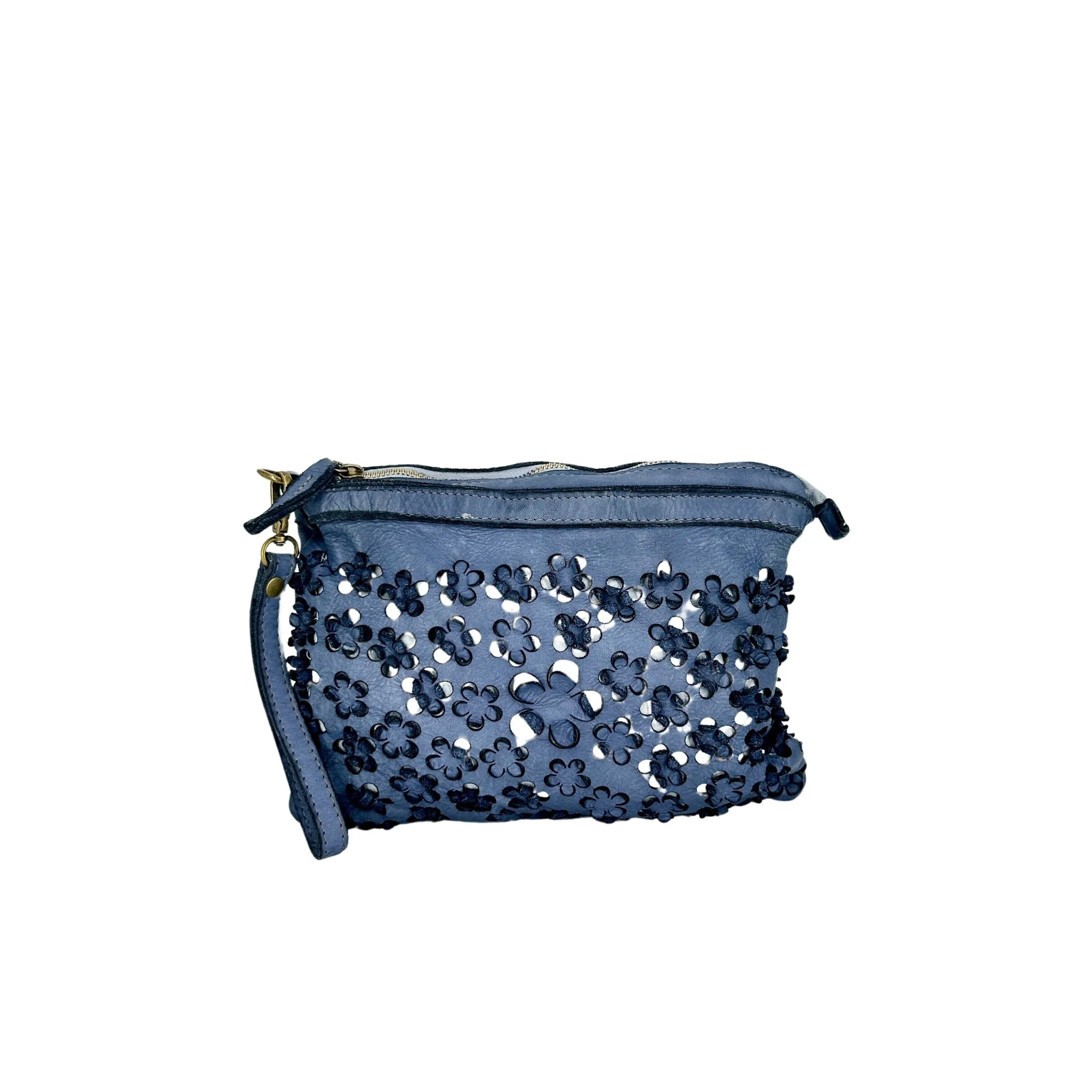 Scarpe di Maremma Lilla Small Pochette In Pelle Con Fiori Laserati*Donna Borse Morbide