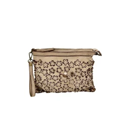 Scarpe di Maremma Lilla Small Pochette In Pelle Con Fiori Laserati*Donna Borse Morbide