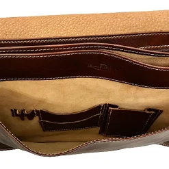 Scarpe di Maremma Messenger Classica Artigianale Marrone Con 3 Scomparti*Uomo Borsetti