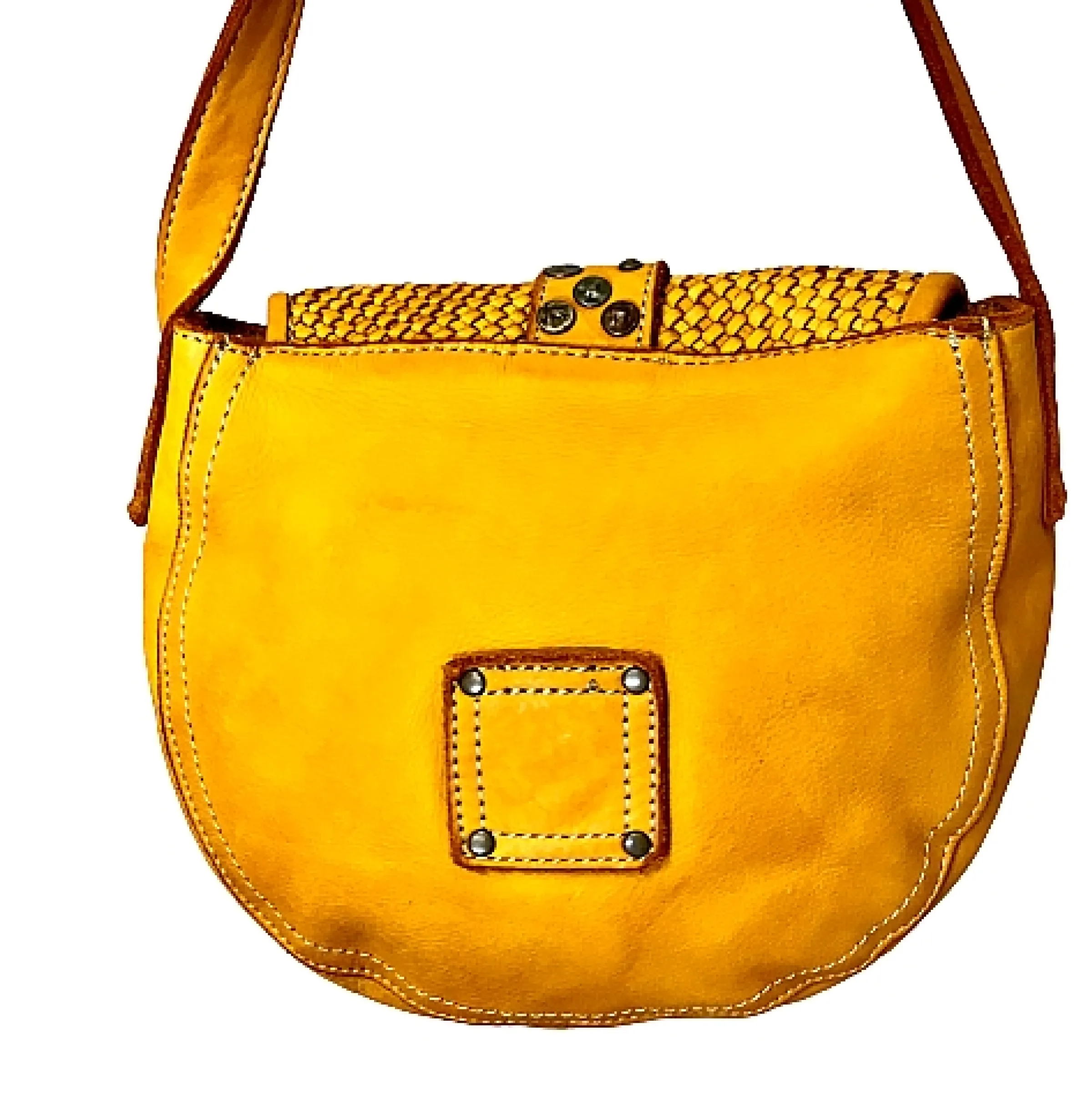 Scarpe di Maremma Mini Bag Artigianale In Pelle Intrecciata E Borchiette*Donna Borse Morbide