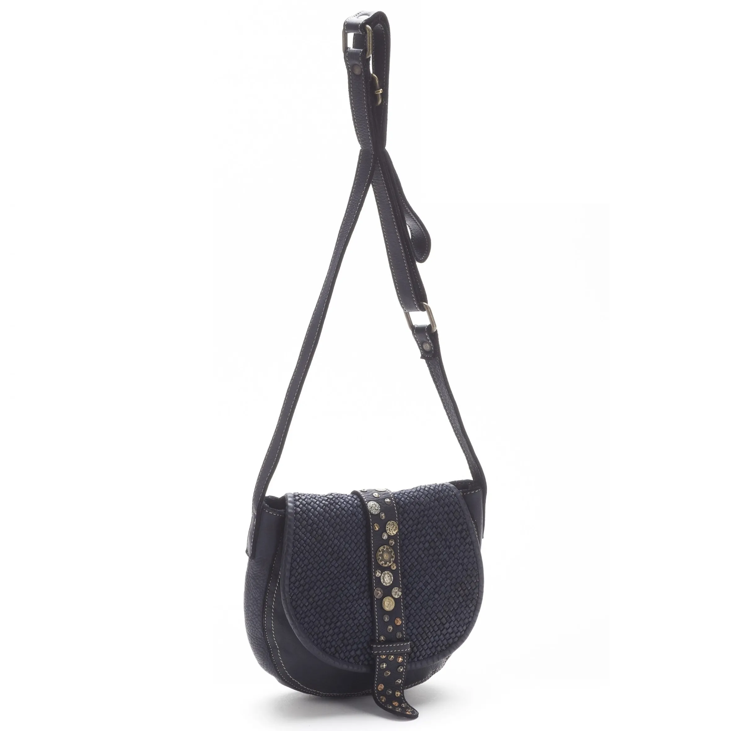 Scarpe di Maremma Mini Bag Artigianale In Pelle Intrecciata E Borchiette*Donna Borse Morbide