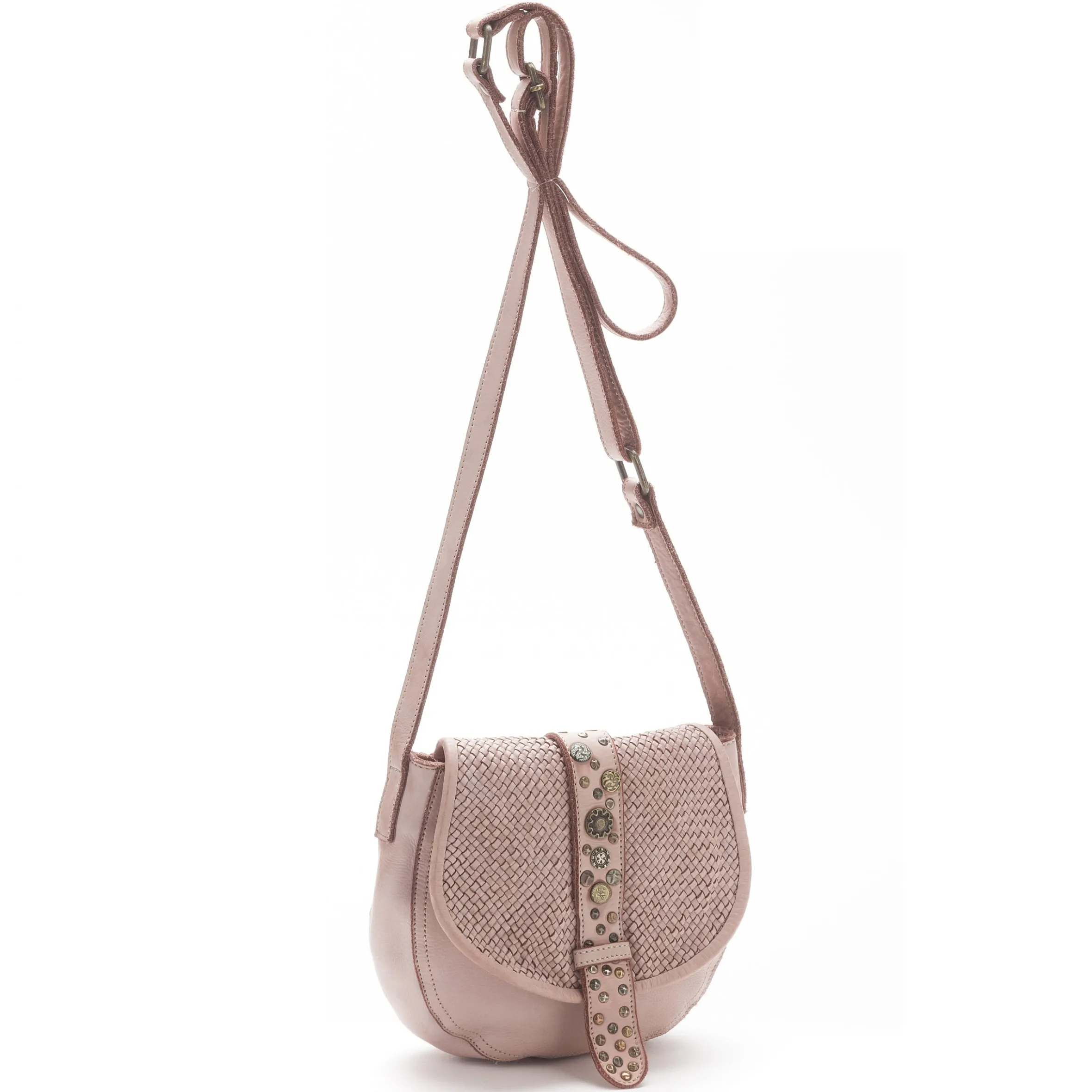 Scarpe di Maremma Mini Bag Artigianale In Pelle Intrecciata E Borchiette*Donna Borse Morbide