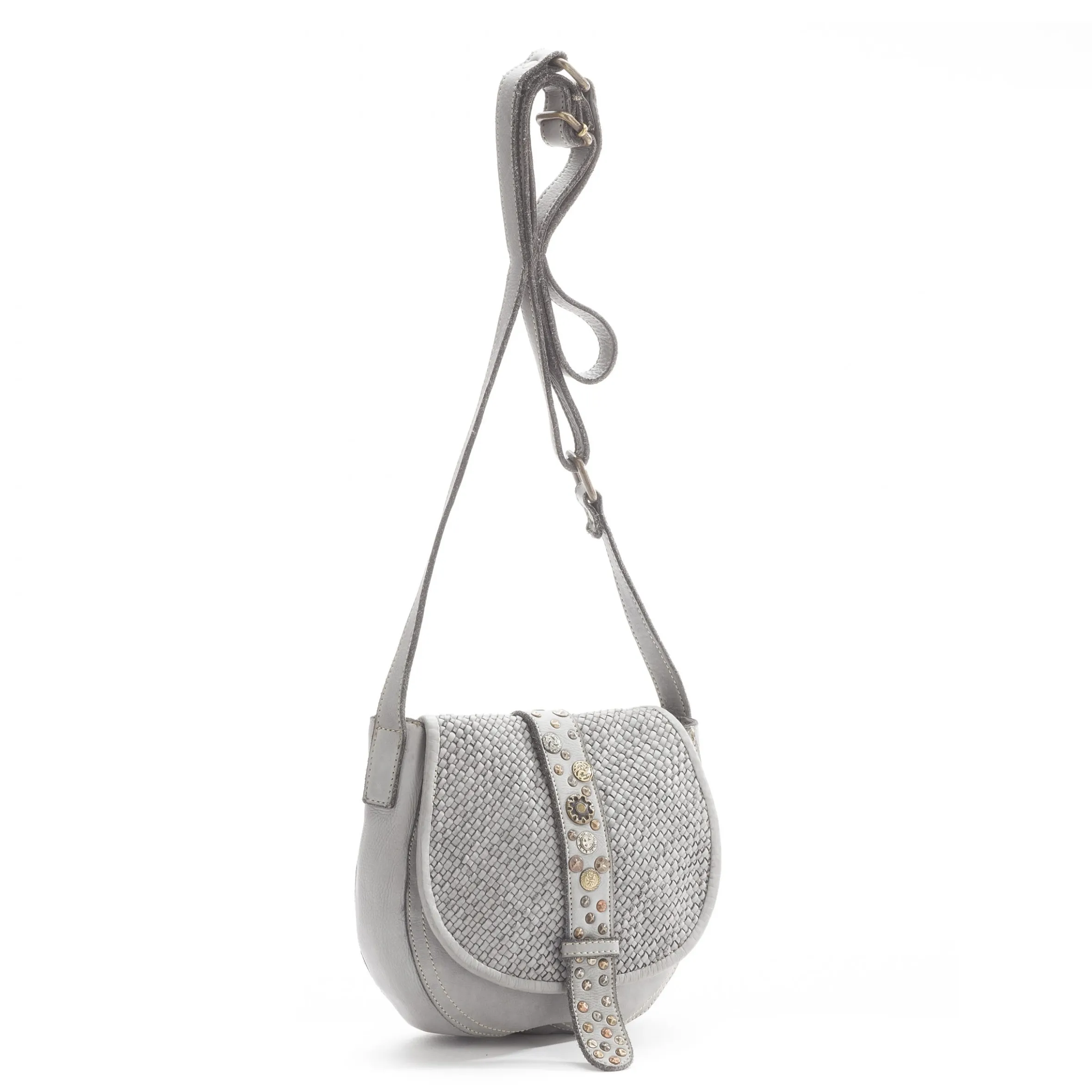 Scarpe di Maremma Mini Bag Artigianale In Pelle Intrecciata E Borchiette*Donna Borse Morbide