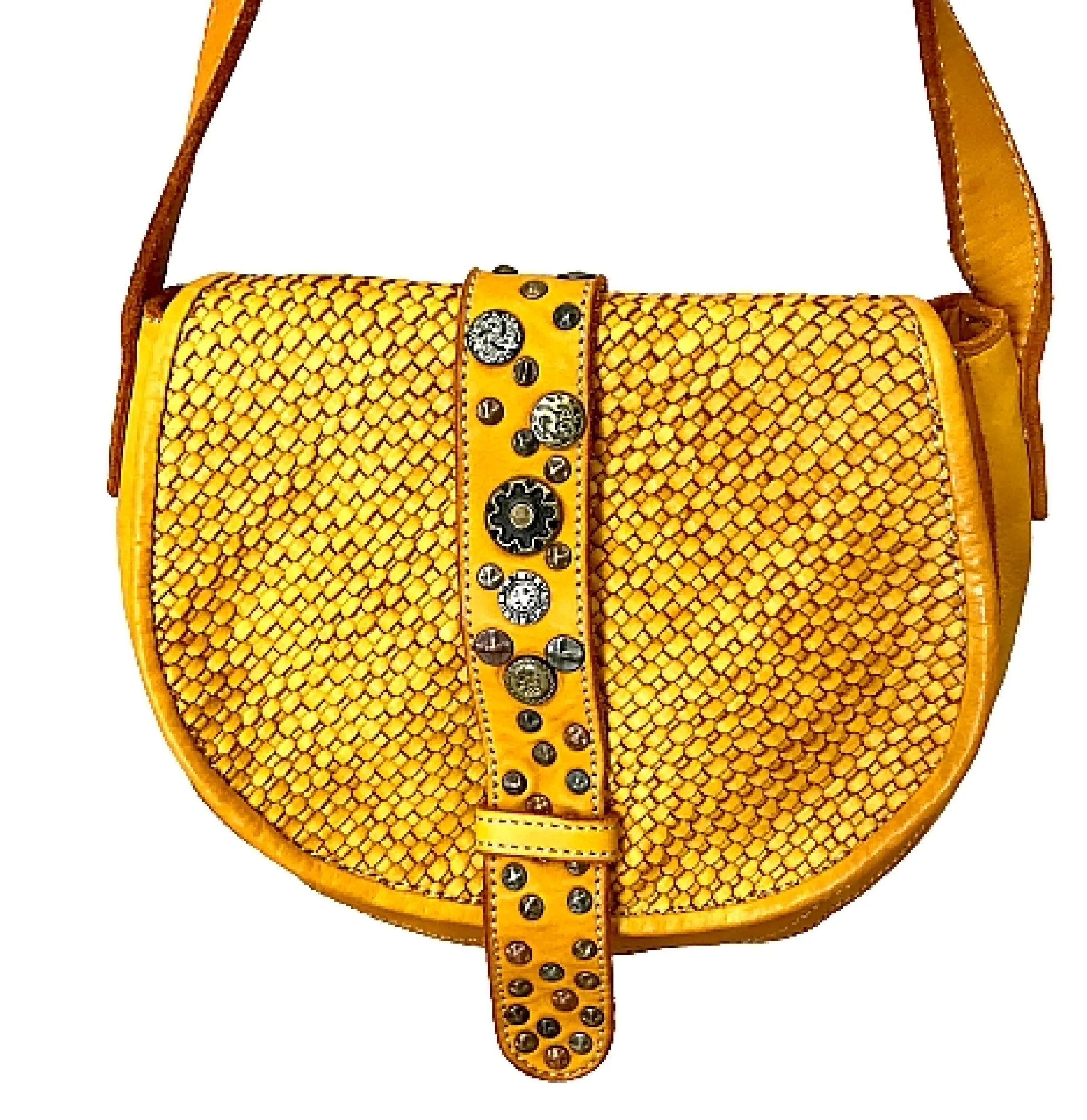 Scarpe di Maremma Mini Bag Artigianale In Pelle Intrecciata E Borchiette*Donna Borse Morbide
