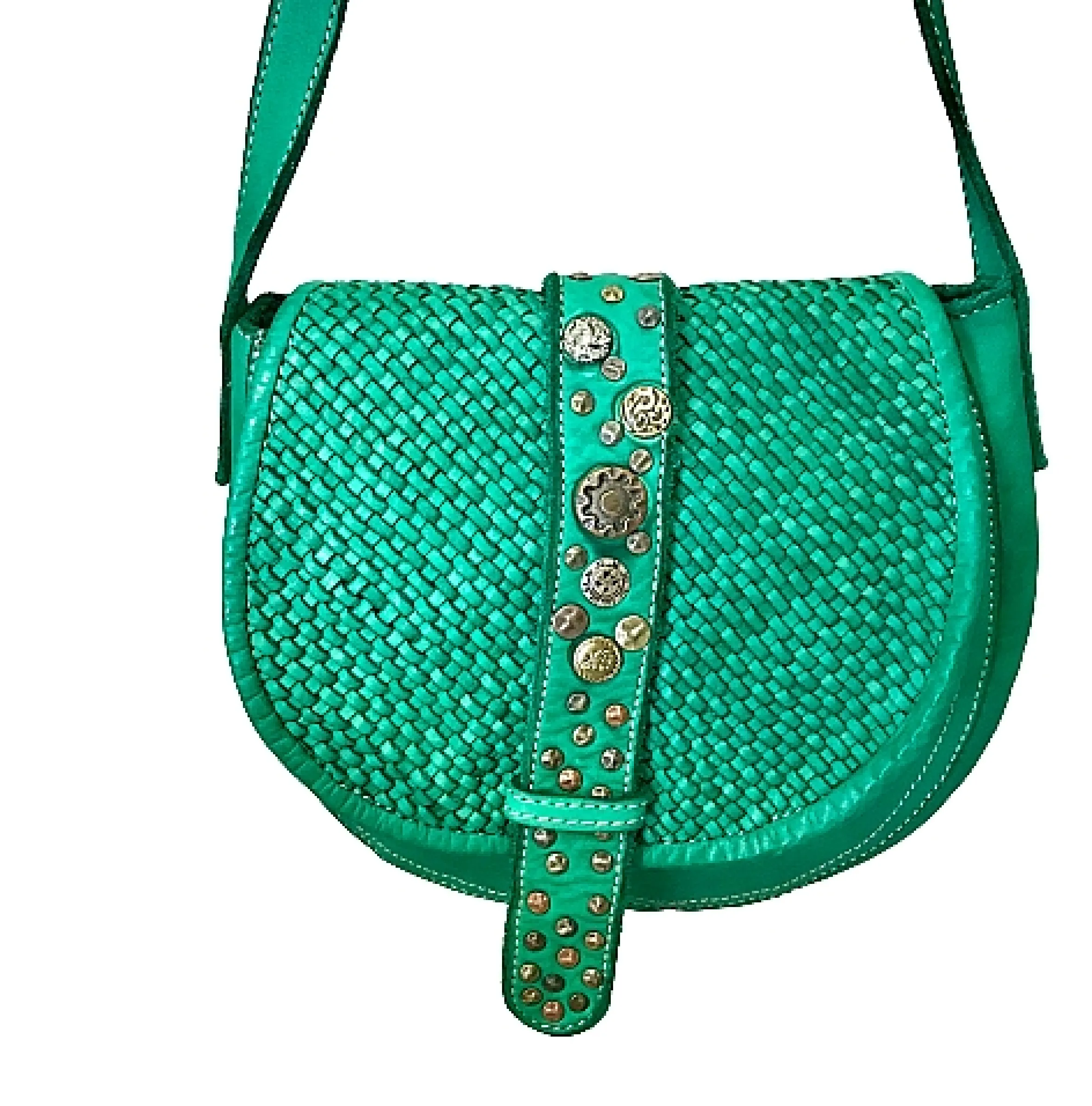 Scarpe di Maremma Mini Bag Artigianale In Pelle Intrecciata E Borchiette*Donna Borse Morbide