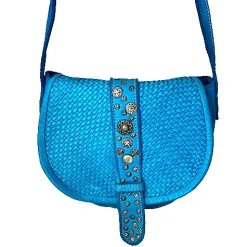 Scarpe di Maremma Mini Bag Artigianale In Pelle Intrecciata E Borchiette*Donna Borse Morbide