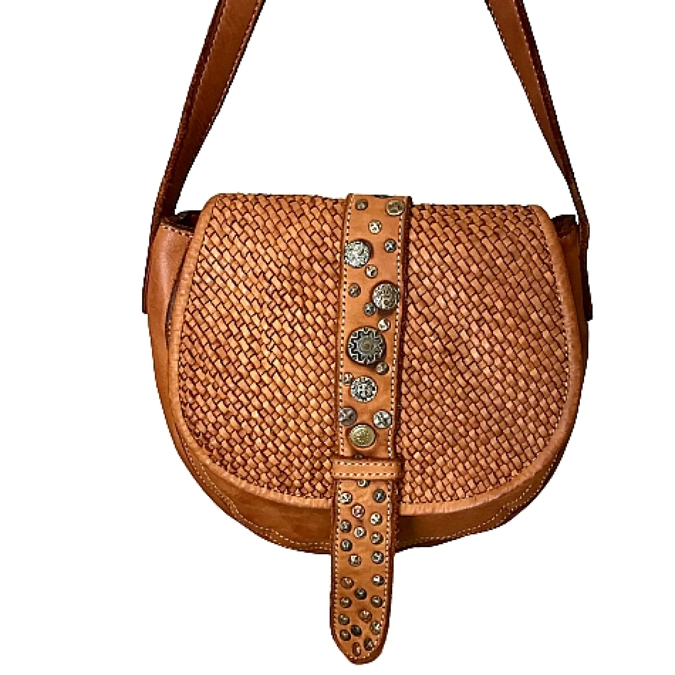 Scarpe di Maremma Mini Bag Artigianale In Pelle Intrecciata E Borchiette*Donna Borse Morbide