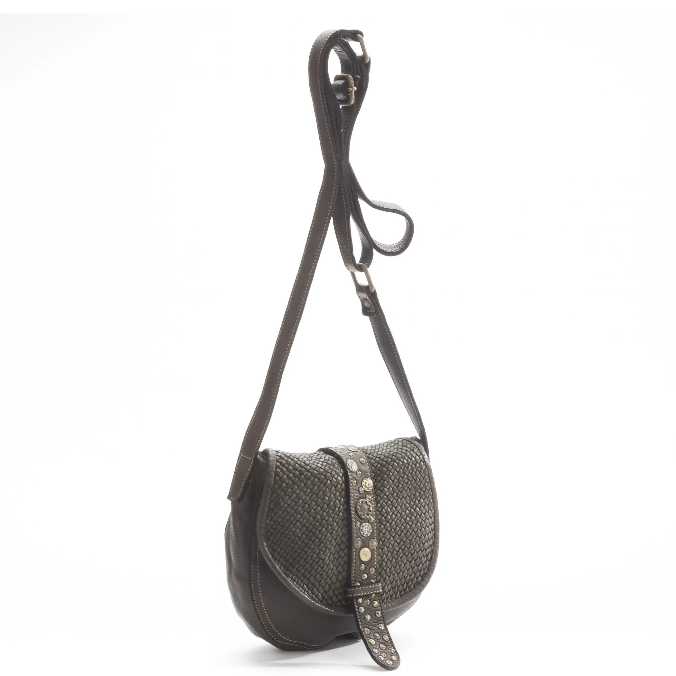 Scarpe di Maremma Mini Bag Artigianale In Pelle Intrecciata E Borchiette*Donna Borse Morbide