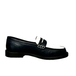 Scarpe di Maremma Mocassino Artigianale Cucito In Pelle Bianca E Blu*Donna Mocassini