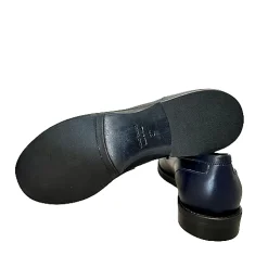 Scarpe di Maremma Mocassino Artigianale Cucito In Pelle Bianca E Blu*Donna Mocassini