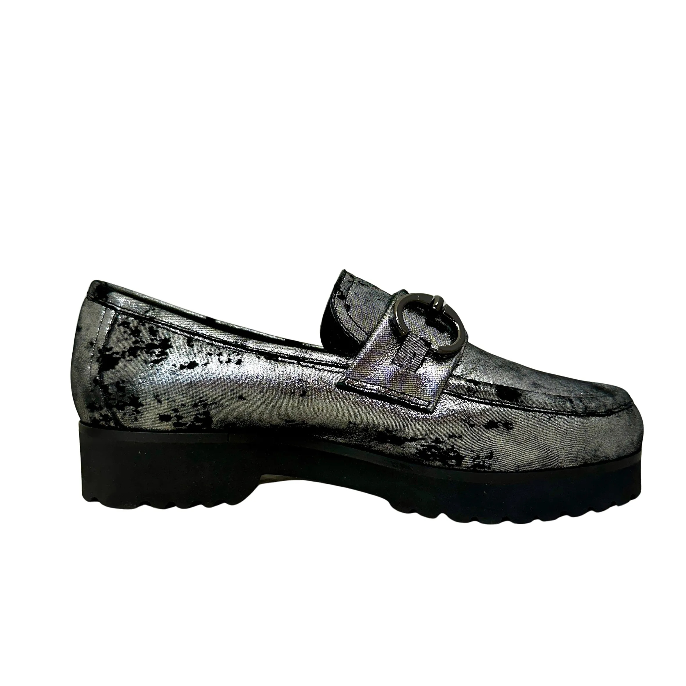 Scarpe di Maremma Mocassino Artigianale In Pelle Laminata Argento E Fodera Di Agnello*Donna Mocassini