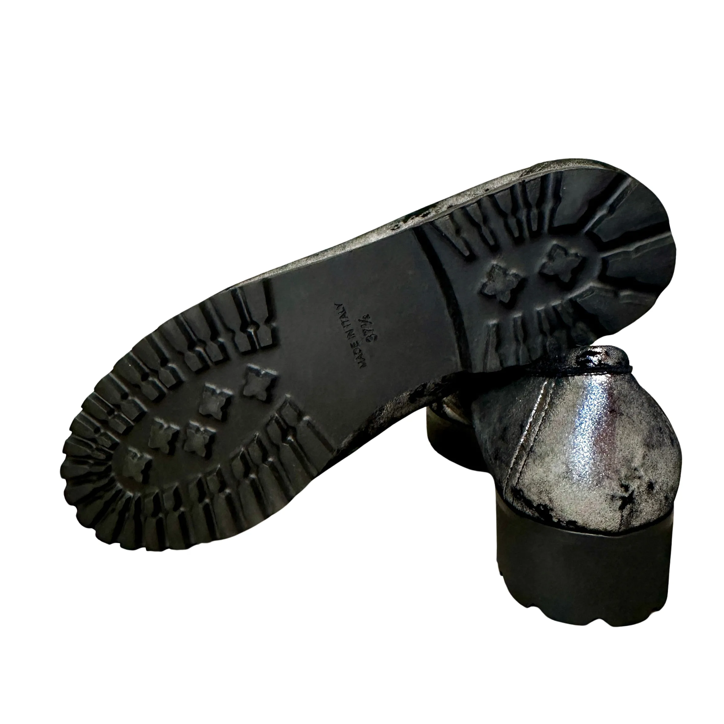 Scarpe di Maremma Mocassino Artigianale In Pelle Laminata Argento E Fodera Di Agnello*Donna Mocassini