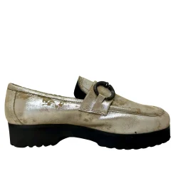 Scarpe di Maremma Mocassino Artigianale In Pelle Laminata Crema E Fodera Di Agnello*Donna Mocassini