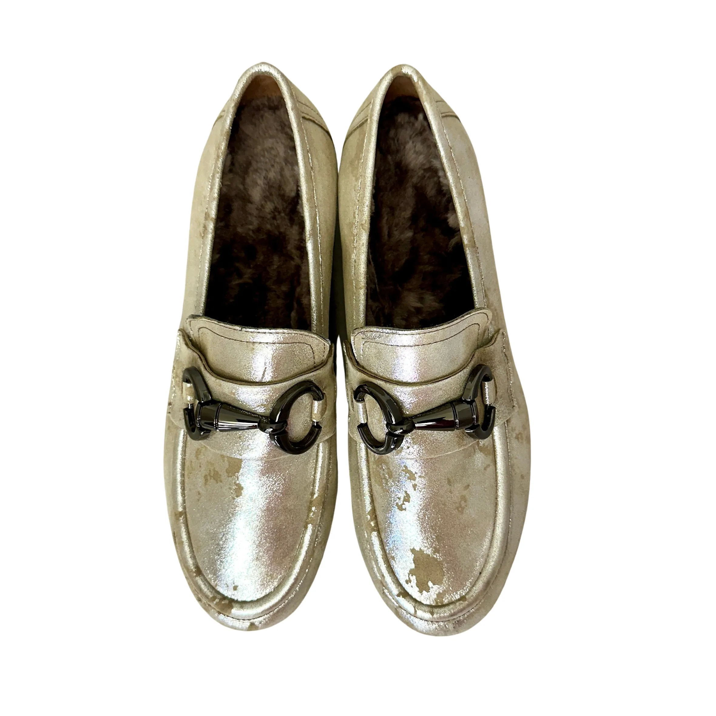 Scarpe di Maremma Mocassino Artigianale In Pelle Laminata Crema E Fodera Di Agnello*Donna Mocassini