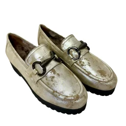 Scarpe di Maremma Mocassino Artigianale In Pelle Laminata Crema E Fodera Di Agnello*Donna Mocassini