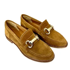 Scarpe di Maremma Mocassino Artigianale In Nabuk Cuoio Con Morsetto*Donna Mocassini