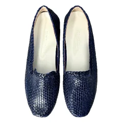 Scarpe di Maremma Mocassino Artigianale In Pelle Intrecciata Blu*Donna Mocassini