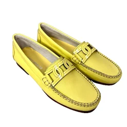 Scarpe di Maremma Mocassino Artigianale In Pelle E Vernice Giallo*Donna Mocassini