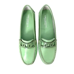 Scarpe di Maremma Mocassino Artigianale In Pelle E Vernice Verde Menta*Donna Mocassini