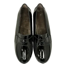 Scarpe di Maremma Mocassino Artigianale In Vernice Nera E Fodera Di Agnello*Donna Mocassini