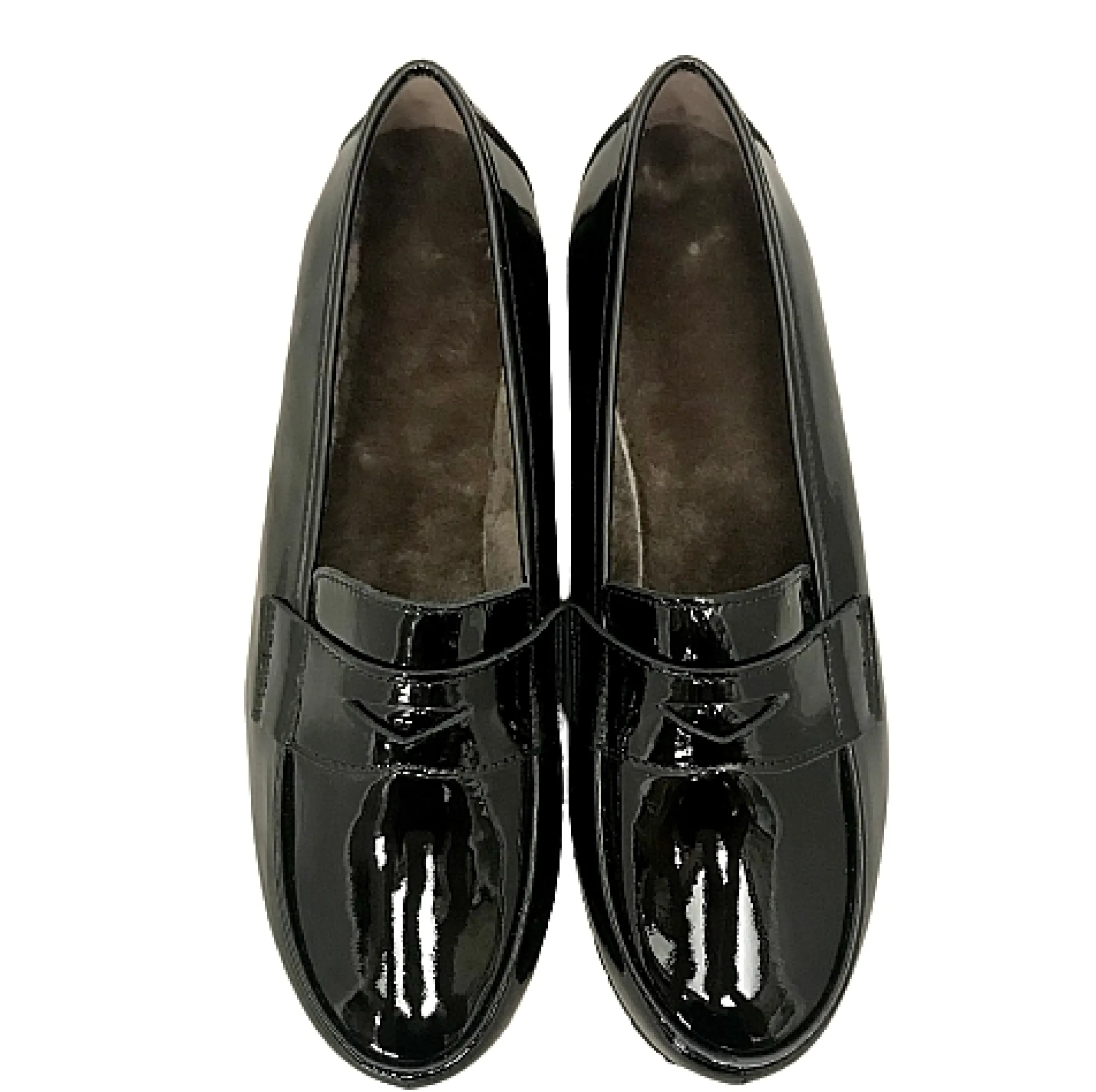 Scarpe di Maremma Mocassino Artigianale In Vernice Nera E Fodera Di Agnello*Donna Mocassini