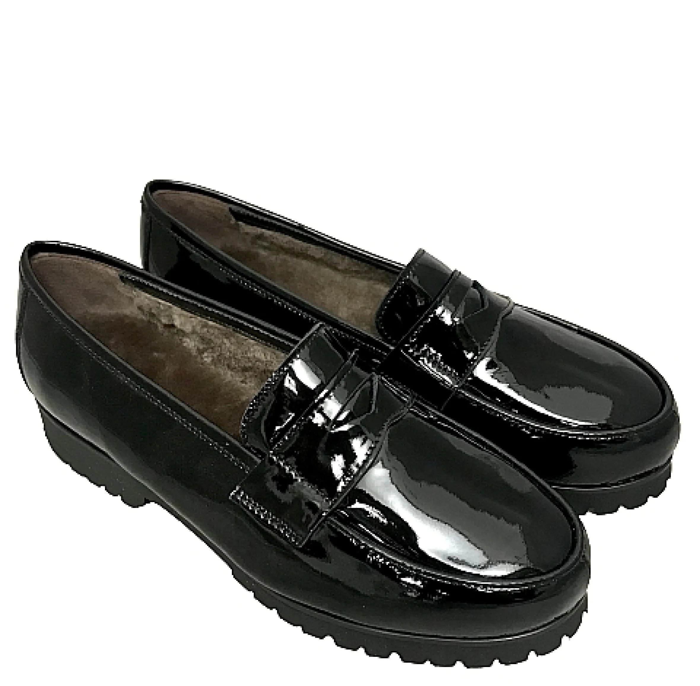 Scarpe di Maremma Mocassino Artigianale In Vernice Nera E Fodera Di Agnello*Donna Mocassini