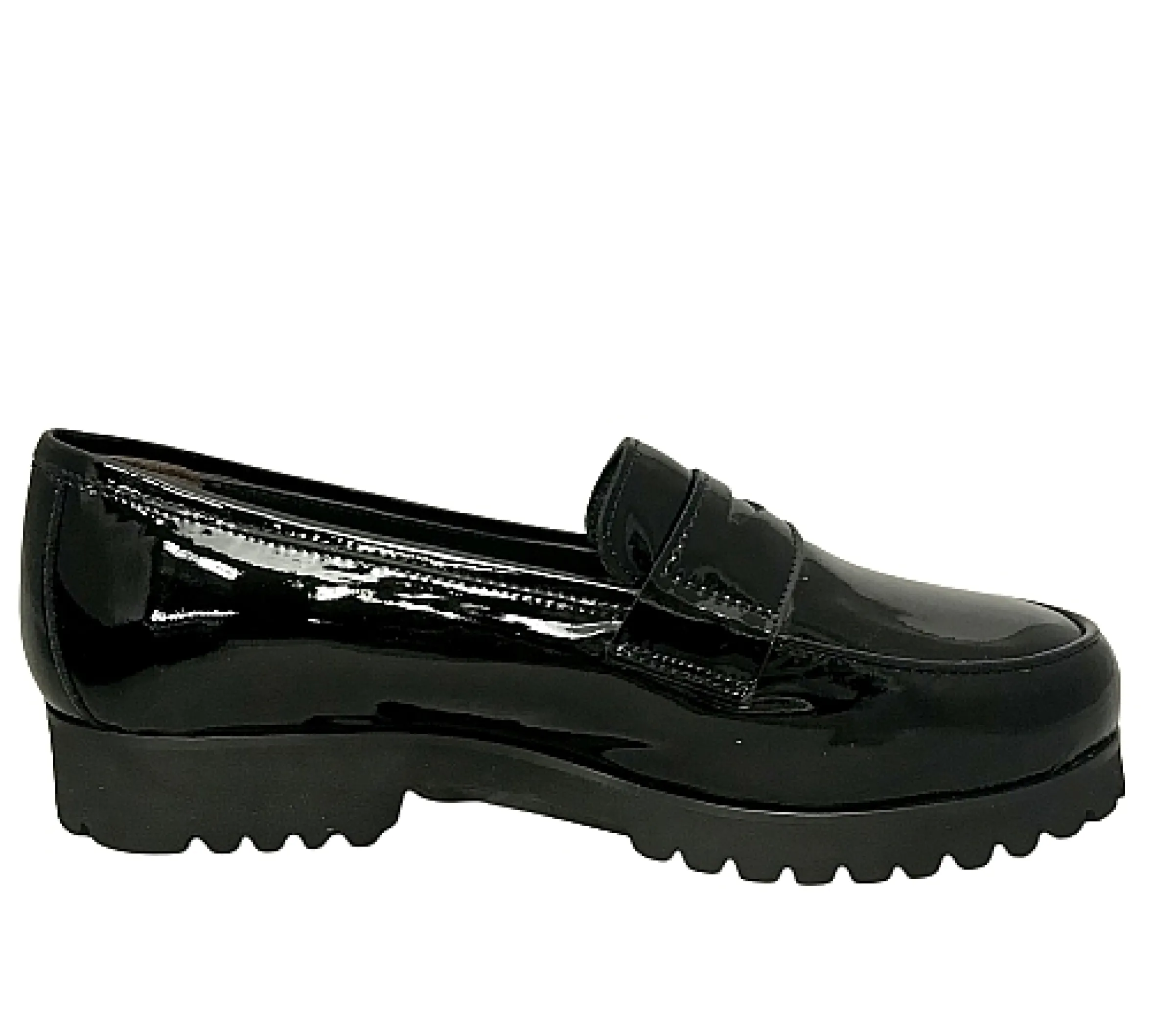 Scarpe di Maremma Mocassino Artigianale In Vernice Nera E Fodera Di Agnello*Donna Mocassini