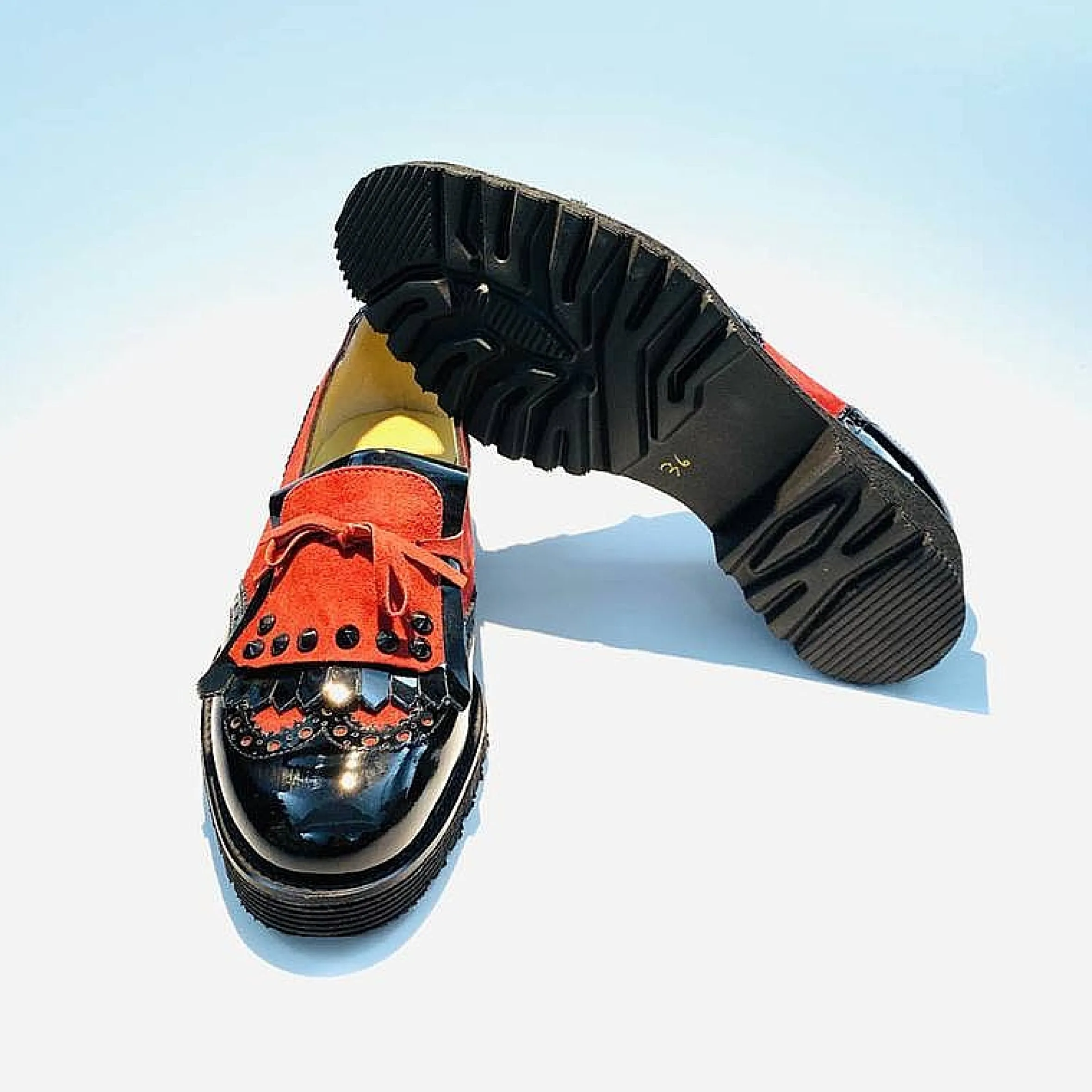 Scarpe di Maremma Mocassino Bicolore Nero/Rosso*Donna Mocassini