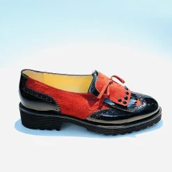 Scarpe di Maremma Mocassino Bicolore Nero/Rosso*Donna Mocassini
