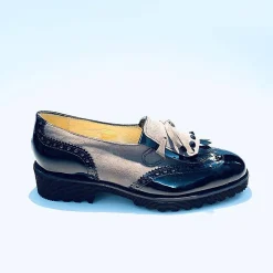 Scarpe di Maremma Mocassino Bicolore Taupe/Nero*Donna Mocassini