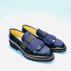 Scarpe di Maremma Mocassino Blu Pelle/Camoscio*Donna Mocassini