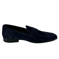 Scarpe di Maremma Mocassino In Camoscio Blu Lavorazione Blake*Uomo Mocassini