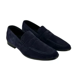 Scarpe di Maremma Mocassino In Camoscio Blu Lavorazione Blake*Uomo Mocassini