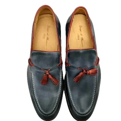 Scarpe di Maremma Mocassino In Pelle Fondo Cuoio Oceano*Uomo Mocassini