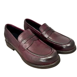 Scarpe di Maremma Mocassino In Pelle Tuffata Bordeaux Cucito Blake*Donna Mocassini