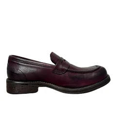 Scarpe di Maremma Mocassino In Pelle Tuffata Bordeaux Cucito Blake*Donna Mocassini
