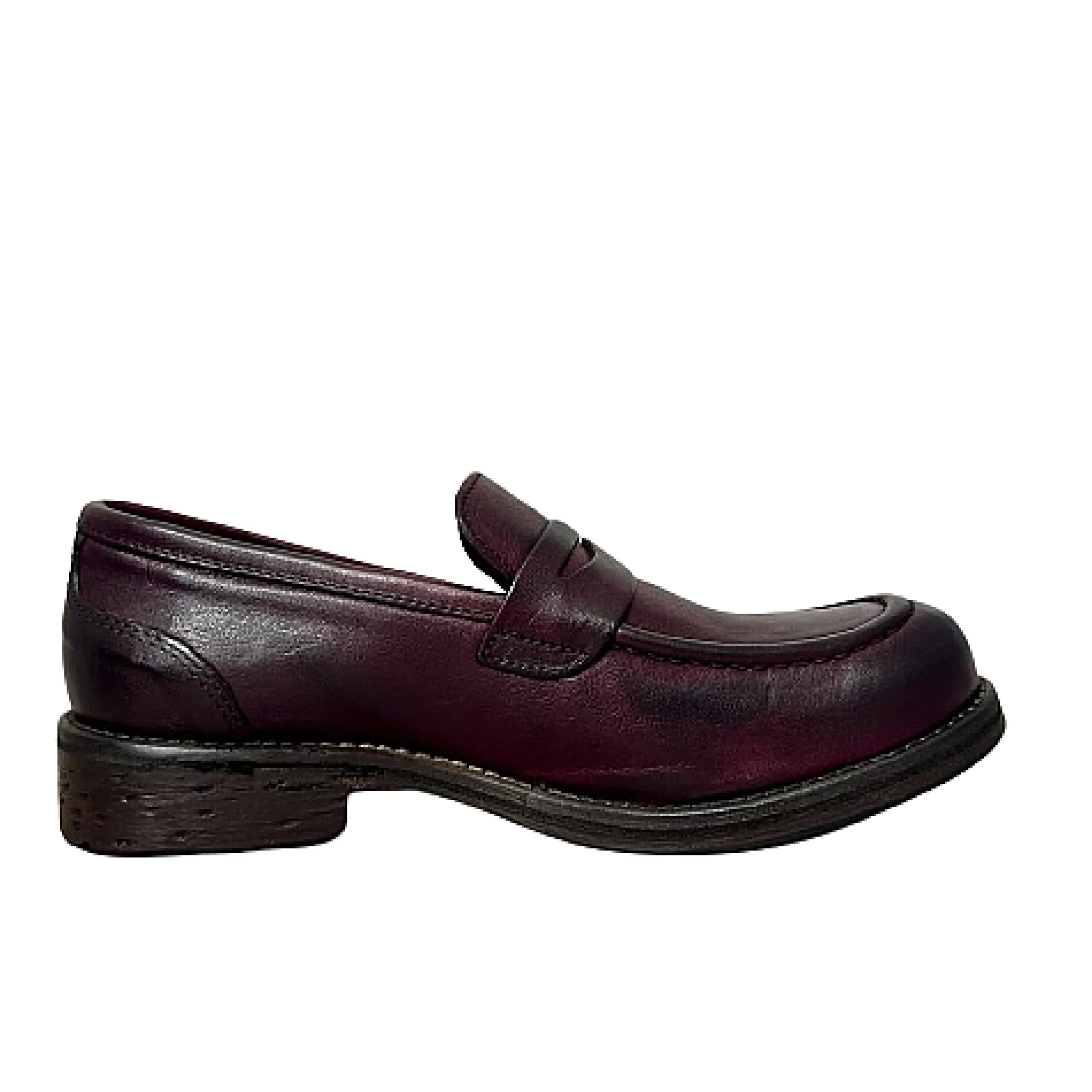 Scarpe di Maremma Mocassino In Pelle Tuffata Bordeaux Cucito Blake*Donna Mocassini