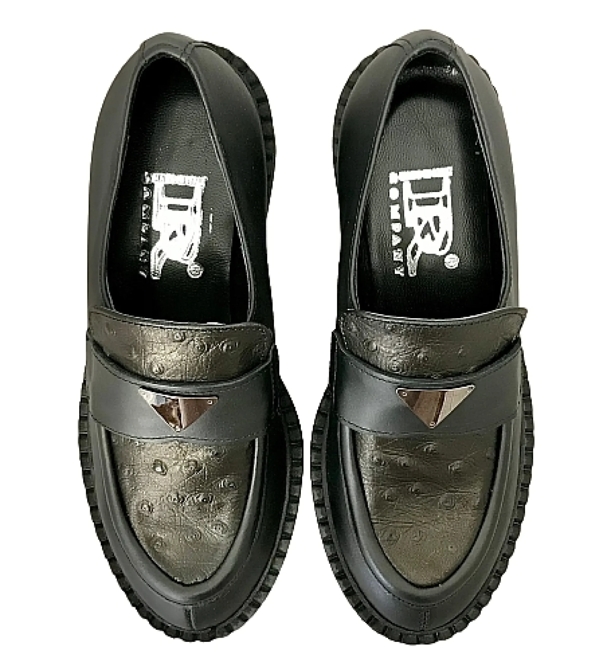 Scarpe di Maremma Mocassino Nero E Bronzo In Pelle*Donna Mocassini