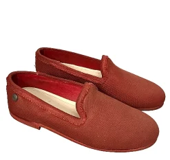 Scarpe di Maremma Mocassino Rosso Artigianale In Tela*Uomo Mocassini