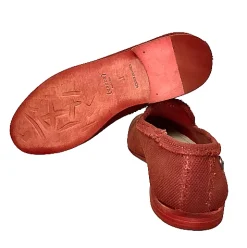 Scarpe di Maremma Mocassino Rosso Artigianale In Tela*Uomo Mocassini