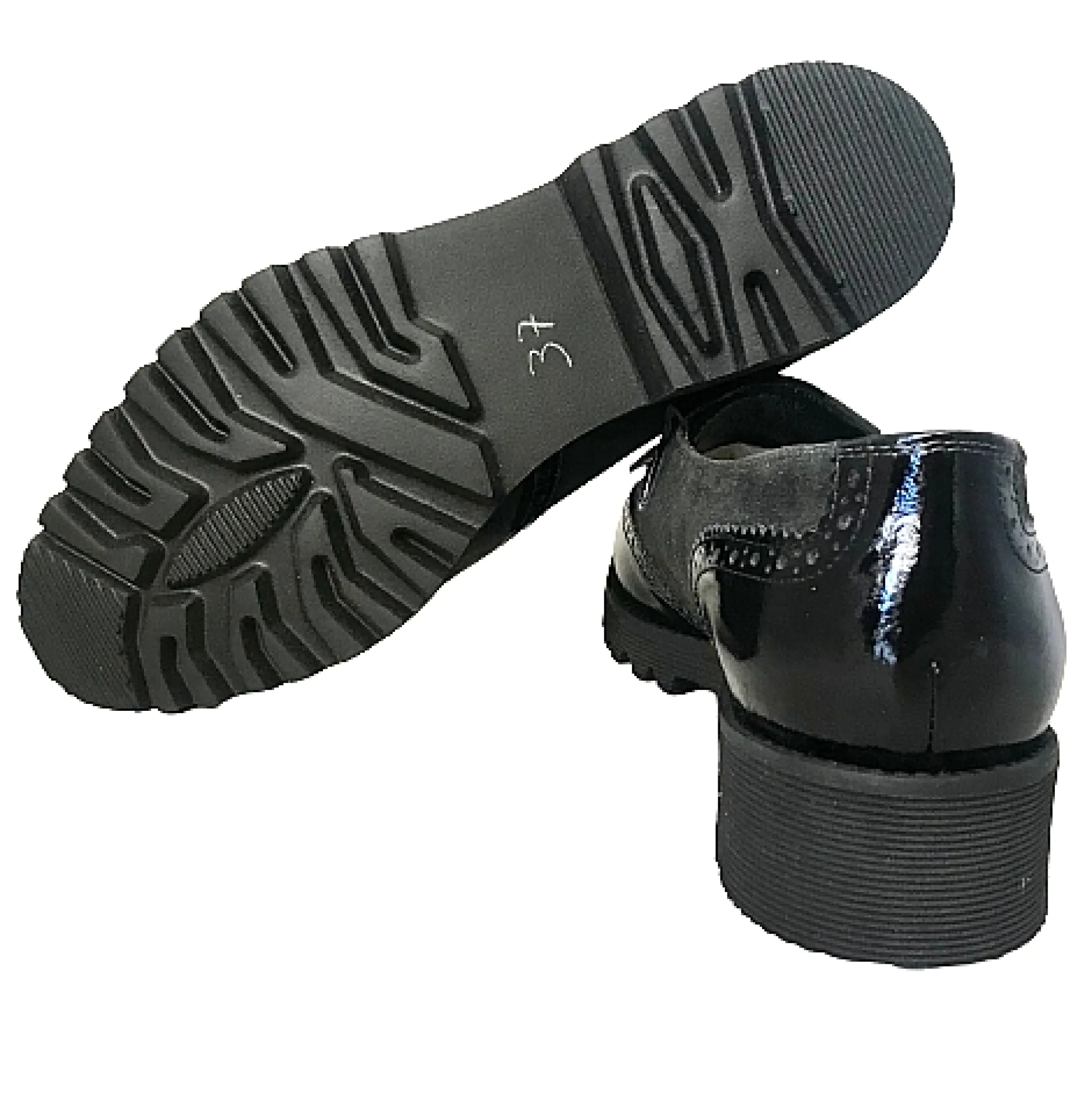 Scarpe di Maremma Mocassino Vernice Nera E Camoscio Antracite*Donna Mocassini