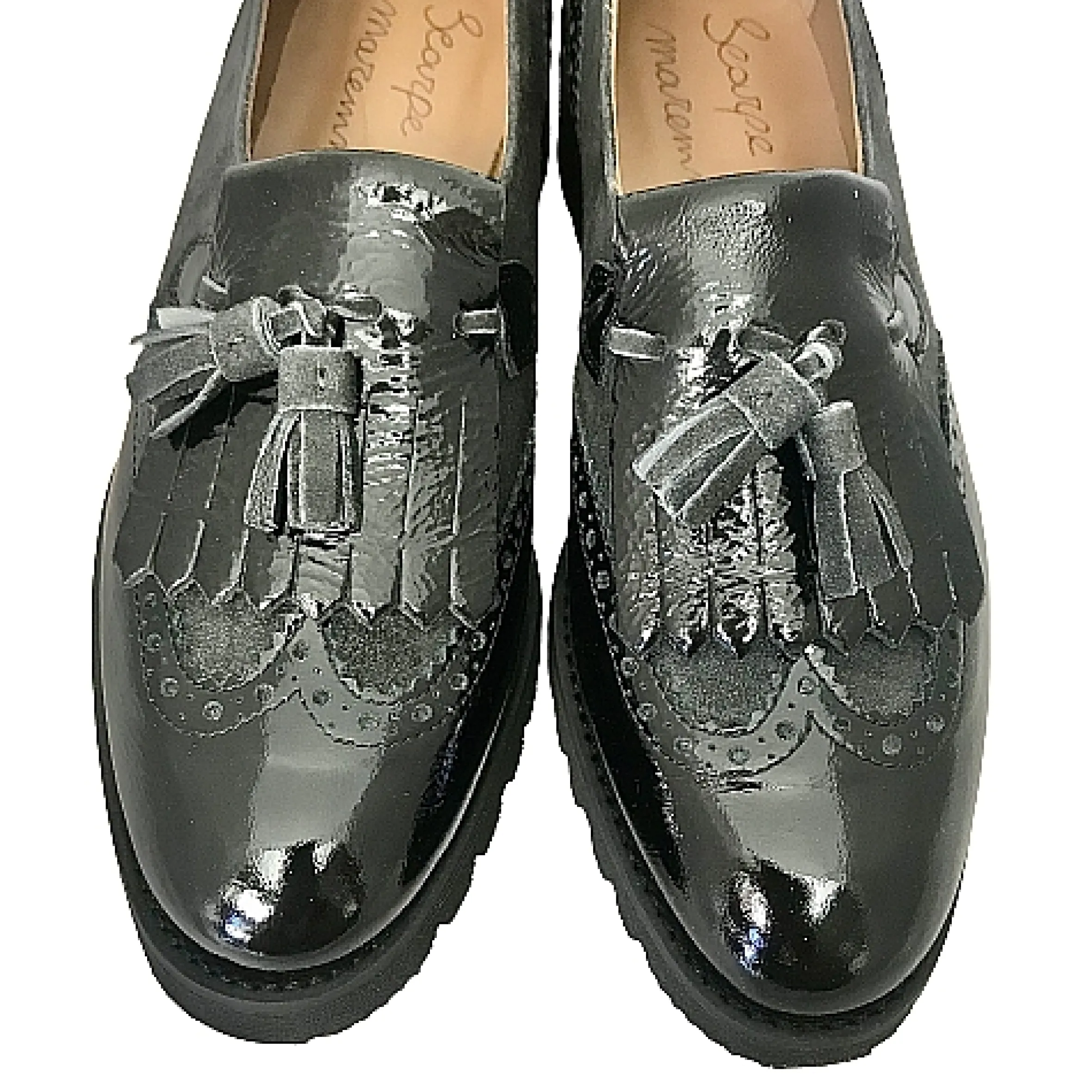Scarpe di Maremma Mocassino Vernice Nera E Camoscio Antracite*Donna Mocassini