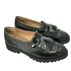 Scarpe di Maremma Mocassino Vernice Nera E Camoscio Antracite*Donna Mocassini