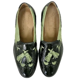Scarpe di Maremma Mocassino Vernice Nera E Camoscio Verde*Donna Mocassini