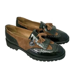 Scarpe di Maremma Mocassino Vernice Nera E Camoscio Marrone*Donna Mocassini