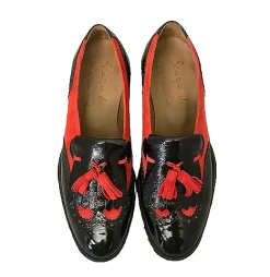Scarpe di Maremma Mocassino Vernice Nera E Camoscio Rosso*Donna Mocassini
