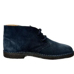 Scarpe di Maremma Polacchina Artigianale Blu Interno In Pelle* Monocolore Camoscio