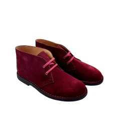 Scarpe di Maremma Polacchina Artigianale Bordeaux Interno In Pelle* Monocolore Camoscio