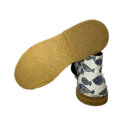 Scarpe di Maremma Polacchina Artigianale Camoscio Blu / Pesci Mix* Tela Colorata