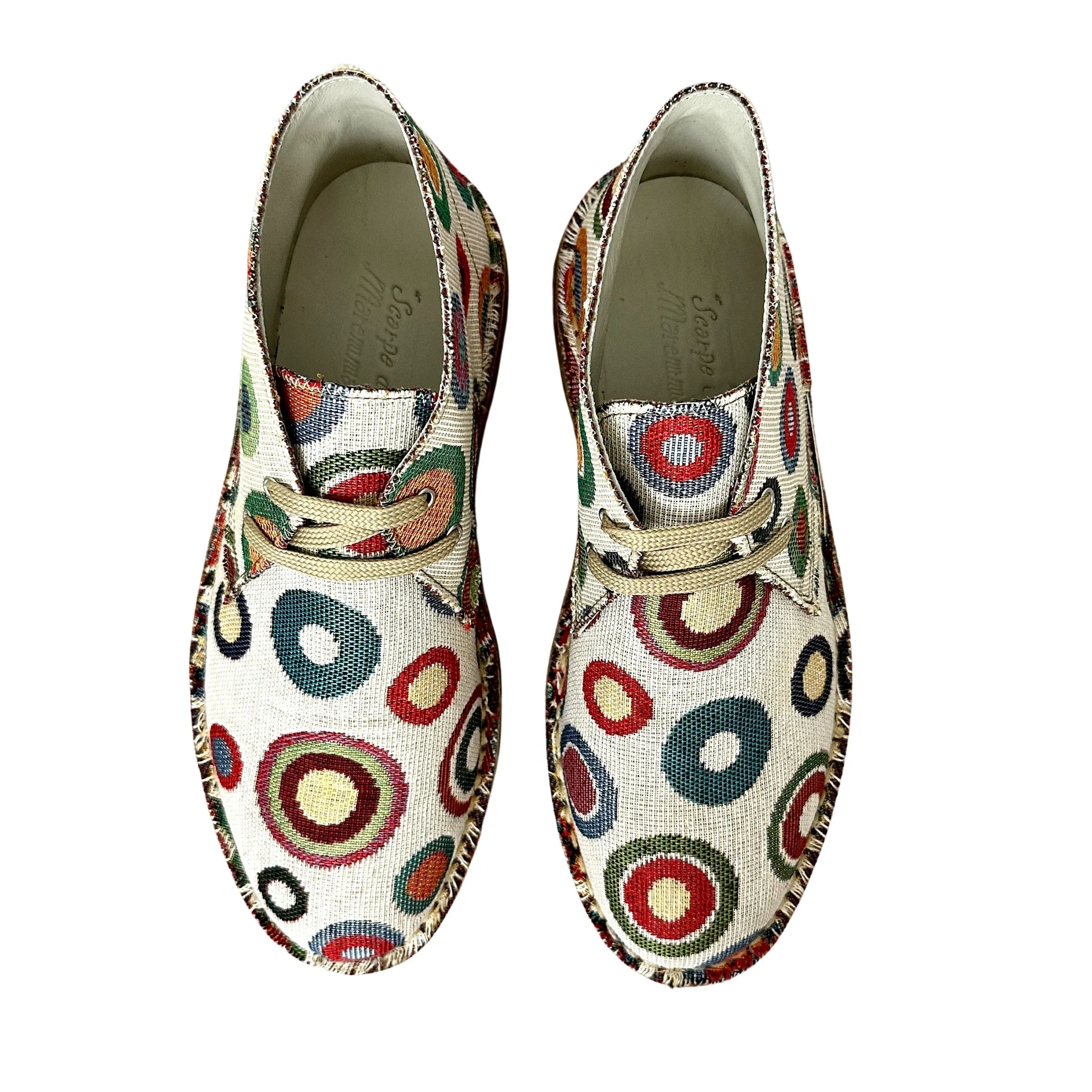 Scarpe di Maremma Polacchina Artigianale Cerchi Mix* Tela Colorata